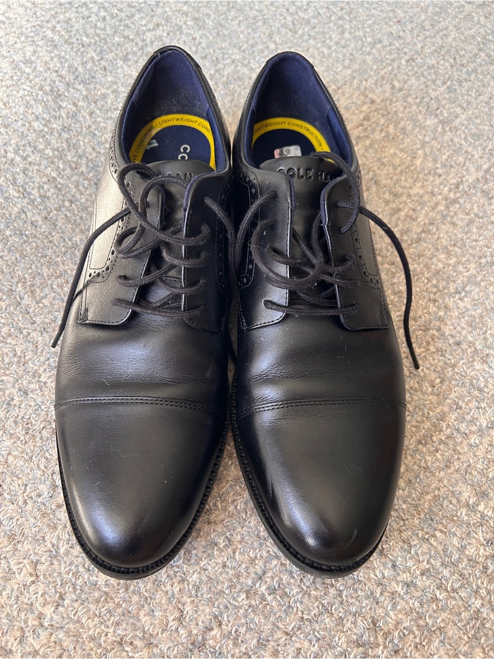 Cole Haan Men’s Grand+ Black Leather Cap-Toe Dress Shoes